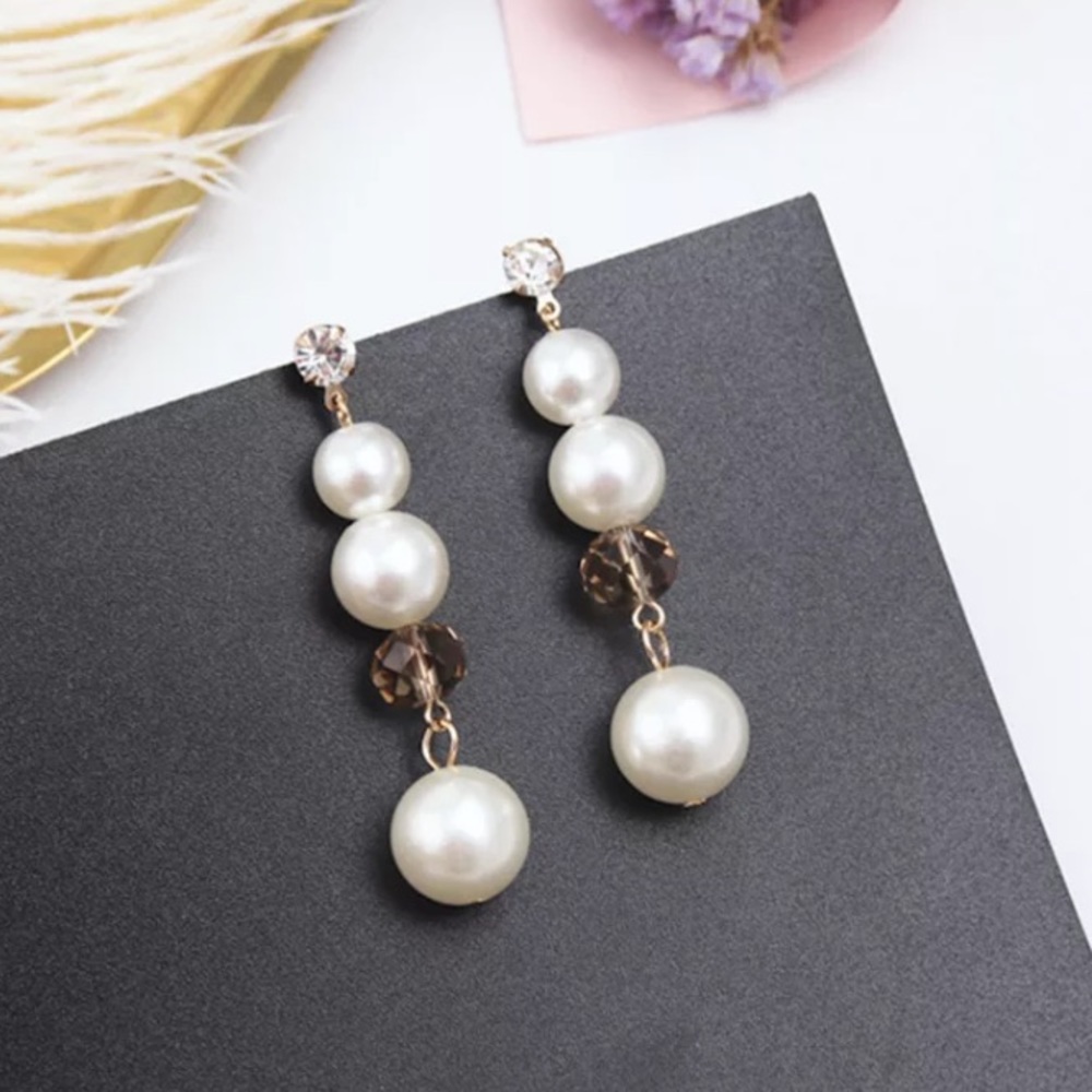Long Faux Pearl Earrings